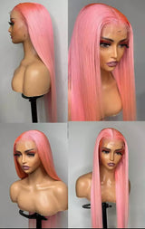 Pink Straight Wig - Invisible HD Front Lace - Wigs By Sya