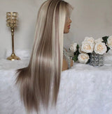 Soft Silver Blonde Highlight Wig - Invisible HD Front Lace - Wigs By Sya