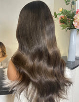 Ombre Walnut Wavy Wig - Invisible HD Front Lace - Wigs By Sya