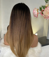 Soft Honey Blonde Ombre Wig - Invisible HD Front Lace - Wigs By Sya