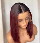 Ombré Burgundy Straight Wig - Wigs By Sya