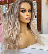 Icy Platinum Ombre Wavy Wig - Invisible HD Front Lace - Wigs By Sya