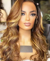 Caramel Wavy Highlight Wig - Wigs By Sya