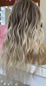 Icy Platinum Ombre Wavy Wig - Invisible HD Front Lace - Wigs By Sya