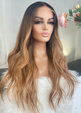 Beeline Honey Ombre Wavy Wig - Invisible HD Front Lace - Wigs By Sya