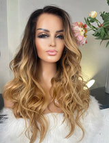 Honey Blonde Water Waves Wig - Invisible HD Front Lace - Wigs By Sya