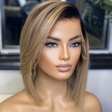 Ombré Ginger Blonde Straight Bob Wig - Invisible HD Lace - Wigs By Sya
