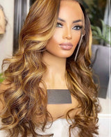 Caramel Wavy Highlight Wig - Wigs By Sya