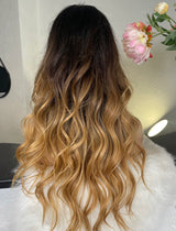 Honey Blonde Water Waves Wig - Invisible HD Front Lace - Wigs By Sya