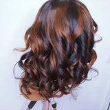 Brown Chocolate Highlight Body Wave Wig - Wigs By Sya