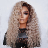 Pure Blonde Ombre Deep Waves Wig - Invisible HD Front Lace - Wigs By Sya