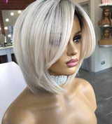 White Ombre Straight Bob Wig - Invisible HD Lace - Wigs By Sya