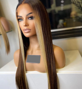 Blonde Caramel Frontal Highlight Straight Wig - Wigs By Sya