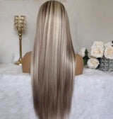 Soft Silver Blonde Highlight Wig - Invisible HD Front Lace - Wigs By Sya