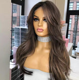 Medium Ash Brown Highlight Wig - Invisible HD Front Lace - Wigs By Sya