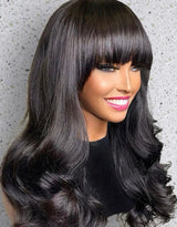 Natural Body Wave Wig with Bang- Invisible HD Lace - Wigs By Sya