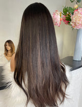 Bombshell Brunette Straight Wig - Invisible HD Front Lace - Wigs By Sya