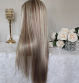 Soft Silver Blonde Highlight Wig - Invisible HD Front Lace - Wigs By Sya