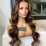 Caramel Frontal Highlight Wavy Wig - Wigs By Sya