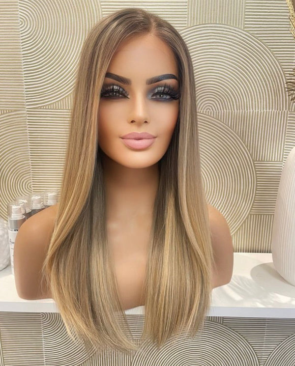 Ombre Highlight Champagne Blonde Straight Wig - Wigs By Sya