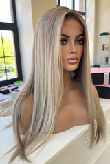 Icy Platinum Straight Wig - Invisible HD Front Lace - Wigs By Sya