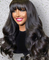 Natural Body Wave Wig with Bang- Invisible HD Lace - Wigs By Sya