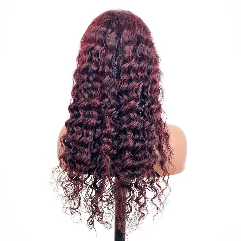 Ombré Burgundy Deep Waves Wig - Wigs By Sya