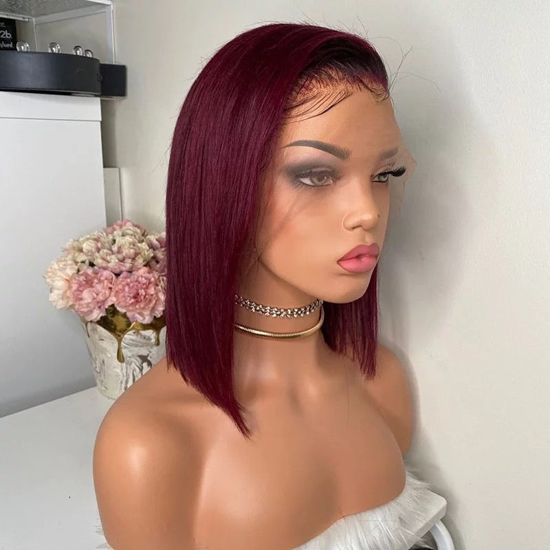 Burgundy Red Straight  Wig - Wigs By Sya