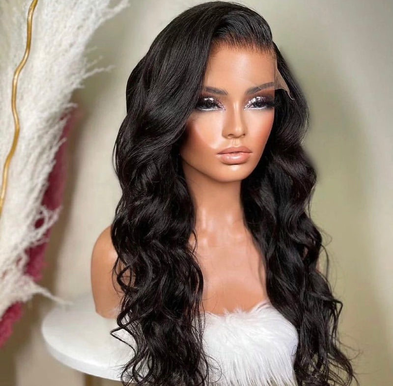 Natural Medium Waves Wig - Invisible HD Front Lace - Wigs By Sya