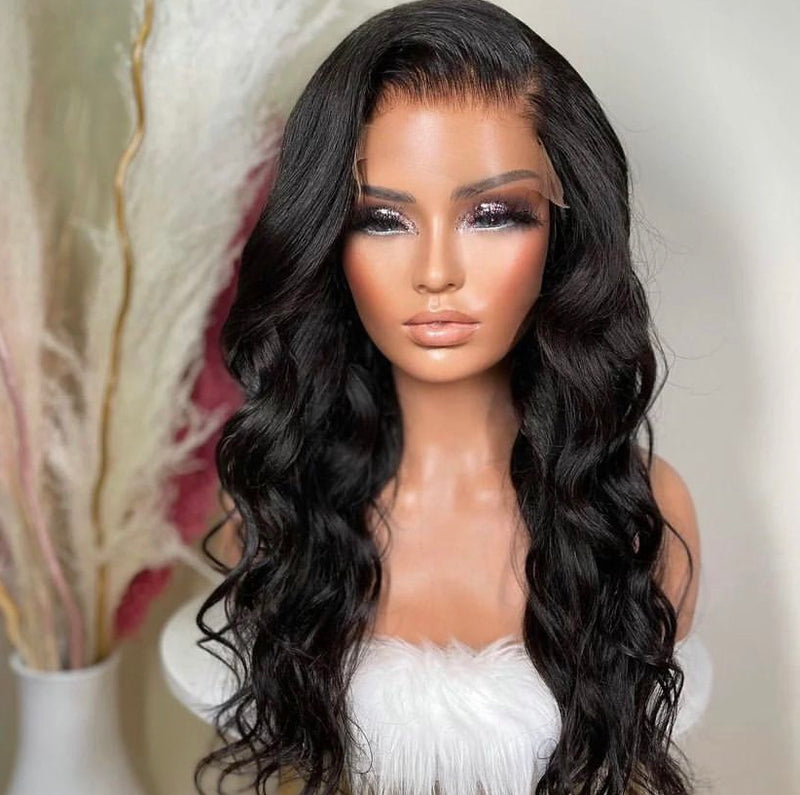 Natural Medium Waves Wig - Invisible HD Front Lace - Wigs By Sya