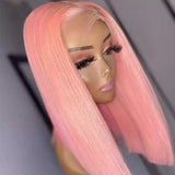Pink Straight Wig - Invisible HD Front Lace - Wigs By Sya