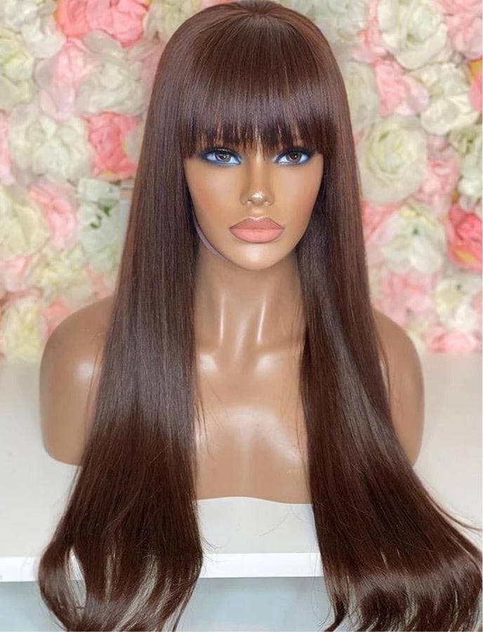Brown Chocolate Straight Wig with Bang - Wigs By Sya