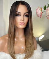 Soft Honey Blonde Ombre Wig - Invisible HD Front Lace - Wigs By Sya