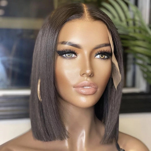 Bombshell Brunette Straight Bob - Invisible HD Lace - Wigs By Sya