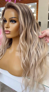 Icy Platinum Ombre Wavy Wig - Invisible HD Front Lace - Wigs By Sya