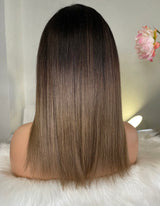 Dark Walnut Ombre Straight Wig - Invisible HD Lace - Wigs By Sya