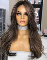 Medium Ash Brown Highlight Wig - Invisible HD Front Lace - Wigs By Sya