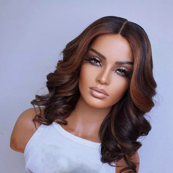 Brown Chocolate Highlight Body Wave Wig - Wigs By Sya