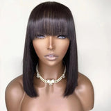 Dark Chocolate Straight Wig with Bang - Wigs By Sya